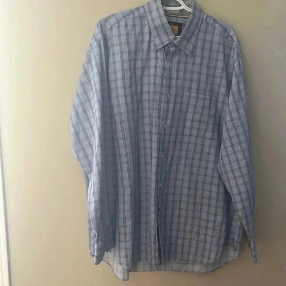 ❤️Host Picks❤️[XL]Robert Talbott Carmel  Cotton Squares Striped Blue Dress Shirt - Picture 2 of 8